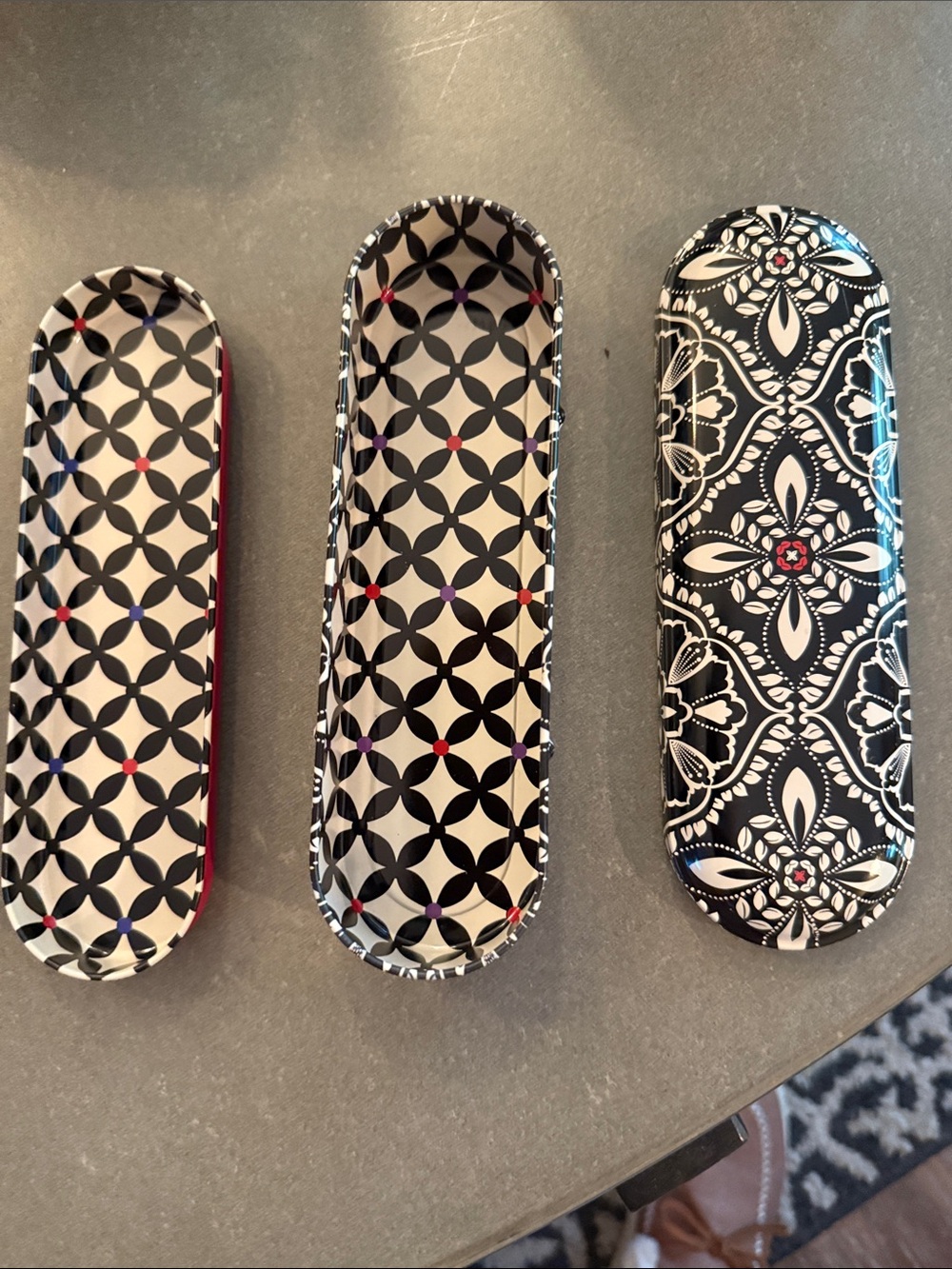 Vera Bradley Black and White Patterned Metal Trinket Dish/Pencil Case